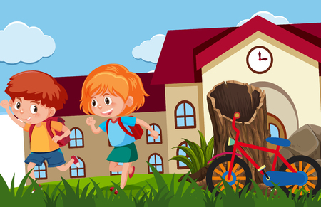 Happy students finished school  illustrationのイラスト素材