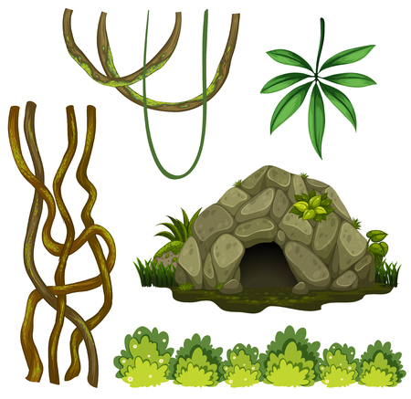 A set of nature cave illustrationのイラスト素材