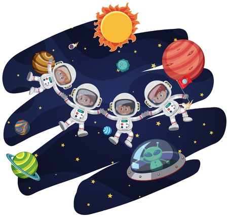 Astronaut in space template illustrationのイラスト素材