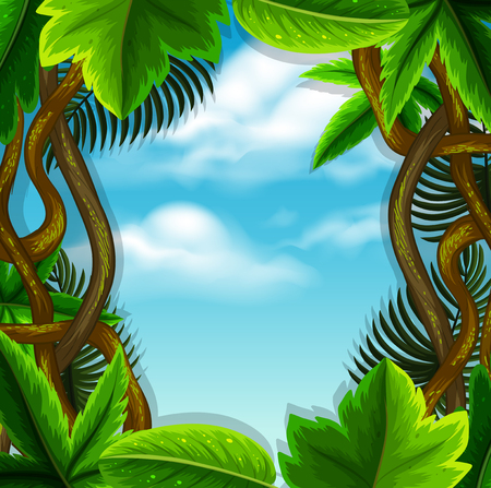 A nature leaf frame illustrationのイラスト素材