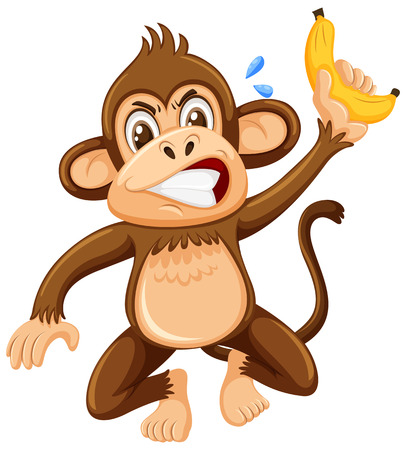 An angry monkey on white background illustrationのイラスト素材