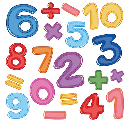 A set of number and math icon illustrationのイラスト素材