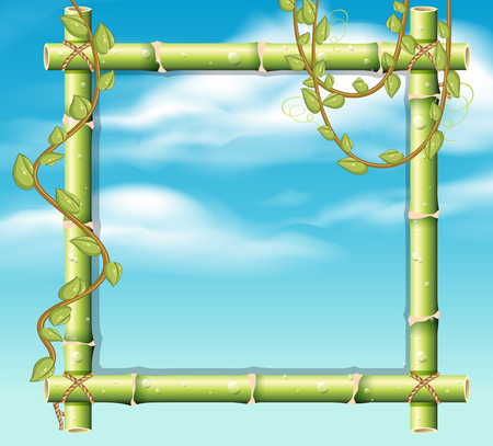A bamboo border on sky illustrationのイラスト素材