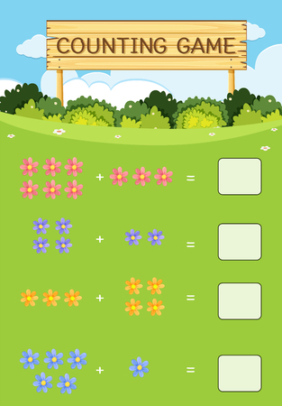 Counting game flower concept illustrationのイラスト素材