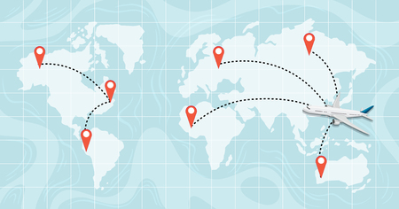 A world map destination illustrationのイラスト素材