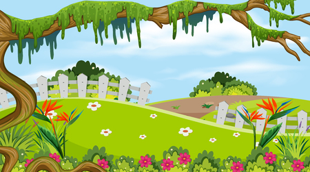 A beautiful nature landscape illustrationのイラスト素材