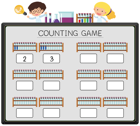 Counting game beaker concept illustrationのイラスト素材