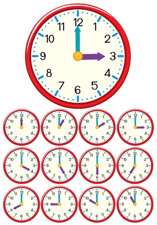A set of clock and time illustrationのイラスト素材