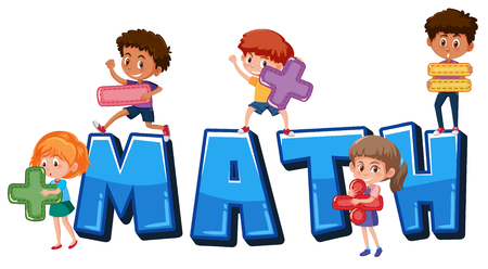 Children holding math symbols illustrationのイラスト素材