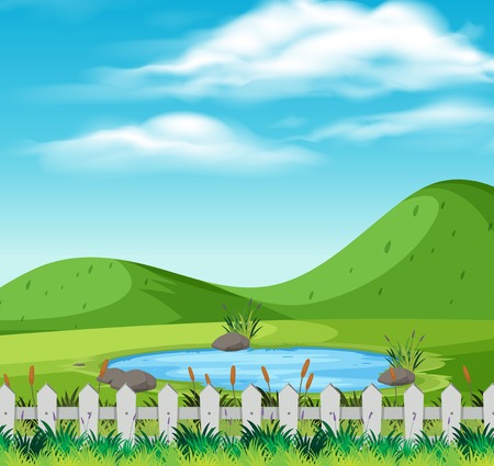 A beautiful nature landscape illustrationのイラスト素材