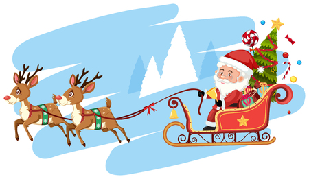 Santa claus riding sleigh template illustrationのイラスト素材