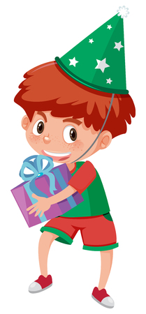 A ginger boy wearing christmas cloth illustrationのイラスト素材