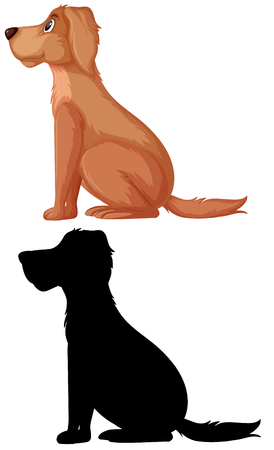 Set of dog and silhoutte illustrationのイラスト素材