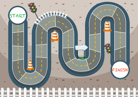 Racing road traffic board game template illustrationのイラスト素材