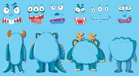 Set of monster body part illustrationのイラスト素材