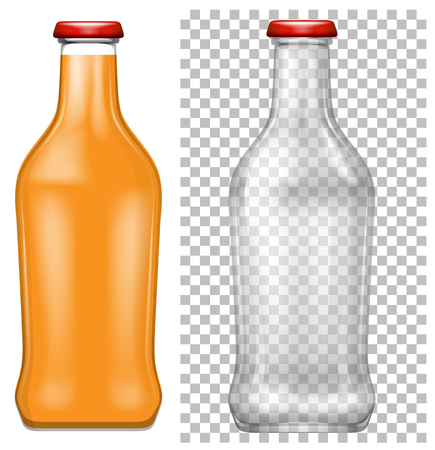 Orange juice and empty bottle illustrationのイラスト素材