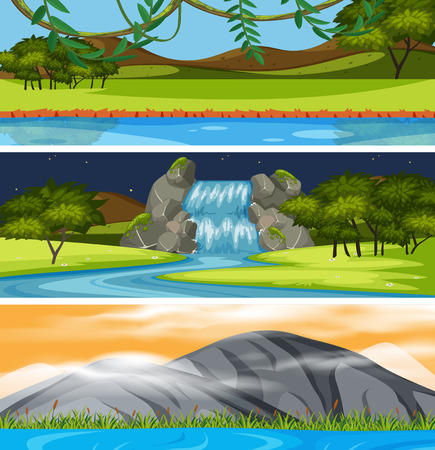 Set of beautiful scene illustrationのイラスト素材