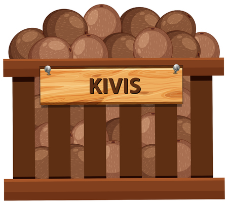 A crate of kiwi illustrationのイラスト素材