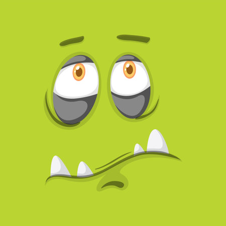 Green monster facial expression illustrationのイラスト素材