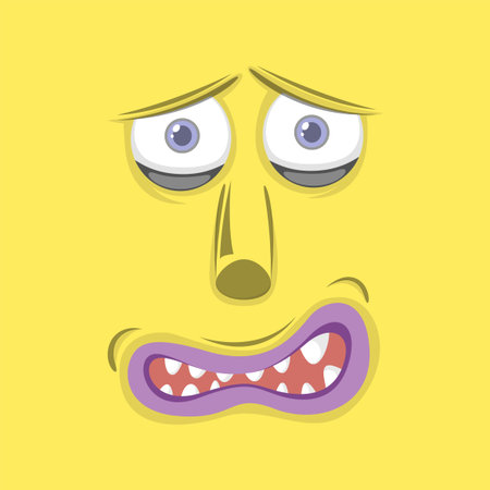 A worried monster face illustrationのイラスト素材
