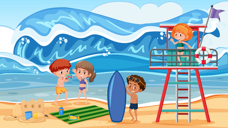People on summer holiday illustrationのイラスト素材