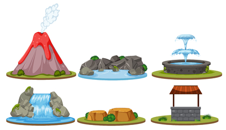 Set of isolated nature decoration illustrationのイラスト素材