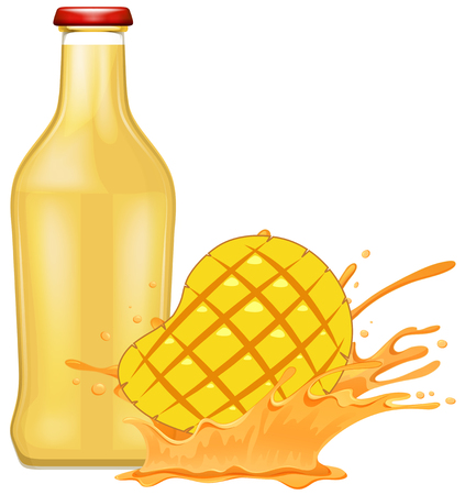 Fresh mango with juice illustrationのイラスト素材