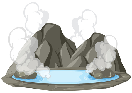 Isolated hot springs on white background illustrationのイラスト素材