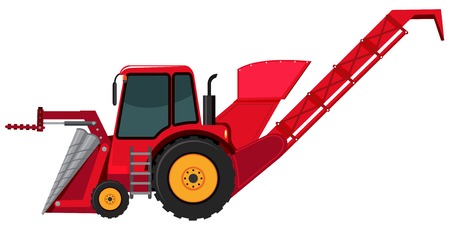 A red backhoe on white background illustrationのイラスト素材