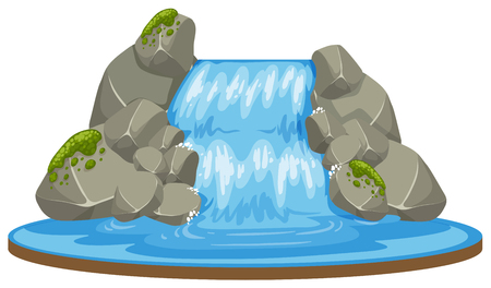 An isolated waterfall on white background illustrationのイラスト素材