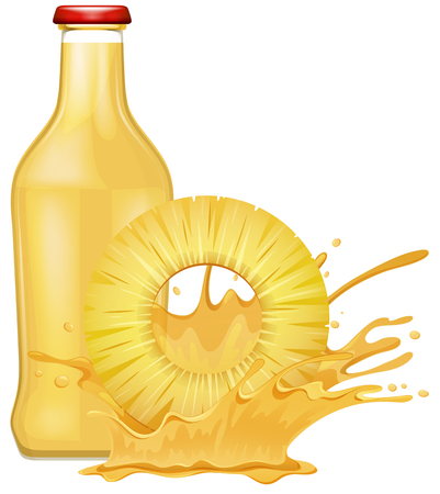 Fresh pineapple and juice illustrationのイラスト素材