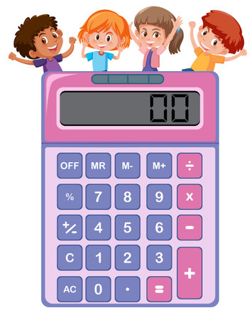 Children on the calculator illustrationのイラスト素材