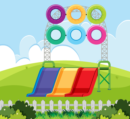 The slide at nature playground illustrationのイラスト素材