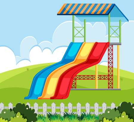 The slide at nature playground illustrationのイラスト素材