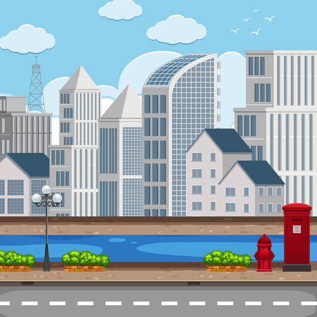 A modern city landscape illustrationのイラスト素材