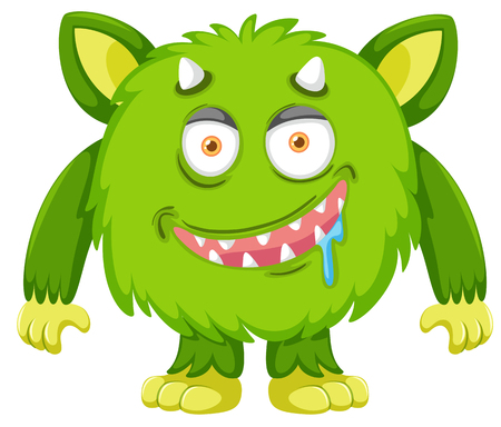 A green monster character illustrationのイラスト素材