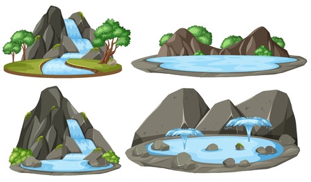 Isolated water pond on white background illustrationのイラスト素材