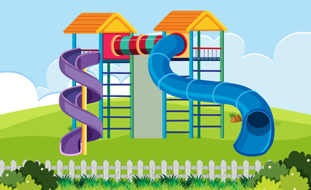 Slide playhouse in playground illustrationのイラスト素材