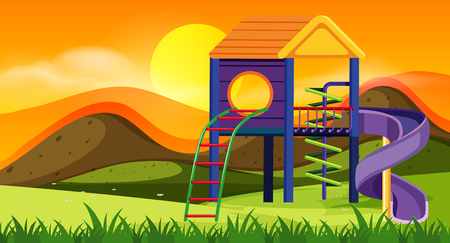 Playground scene at sunset illustrationのイラスト素材