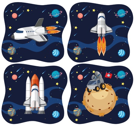 A space rocket in space illustrationのイラスト素材