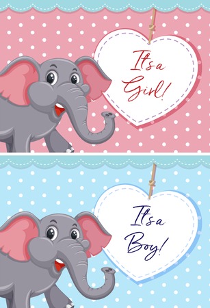 Elepehant on cute card template illustrationのイラスト素材