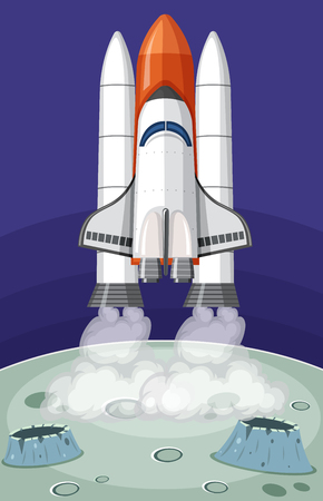 Rocket launch to the space illustrationのイラスト素材
