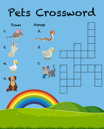 Pet crossword game template illustrationのイラスト素材