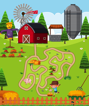 Farm puzzle game template illustrationのイラスト素材
