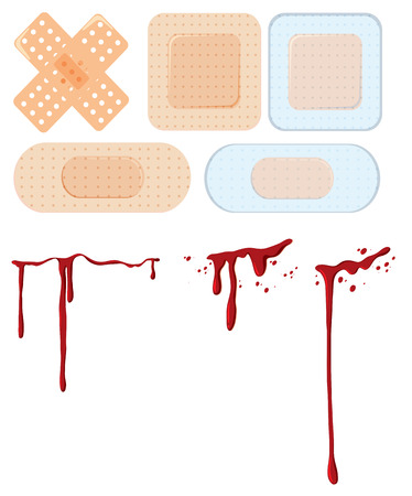 A set of wound and bandage illustrationのイラスト素材