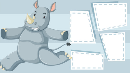 A rhino on blank note illustrationのイラスト素材