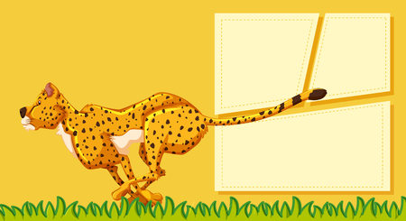 A cheetah on blank note illustrationのイラスト素材