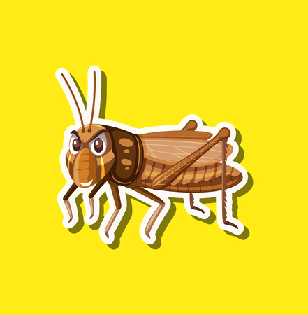 A brown grasshopper character illustrationのイラスト素材