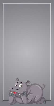 A hippopotamus frame template illustrationのイラスト素材