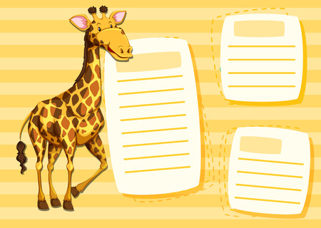 A giraffe on note template illustrationのイラスト素材